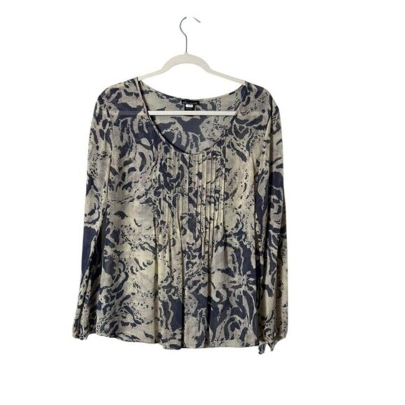 Ella Moss Womens Silk‎ Blouse Top Small Artsy Bohemian Quiet Luxury Tan Black - Picture 3 of 7